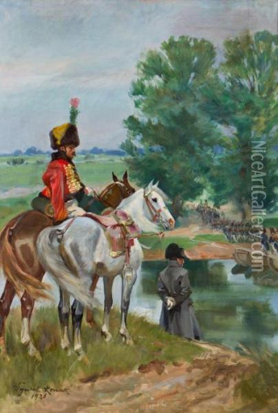 Napoleon Nad Brzegiem Niemna Oil Painting - Wojciech Von Kossak