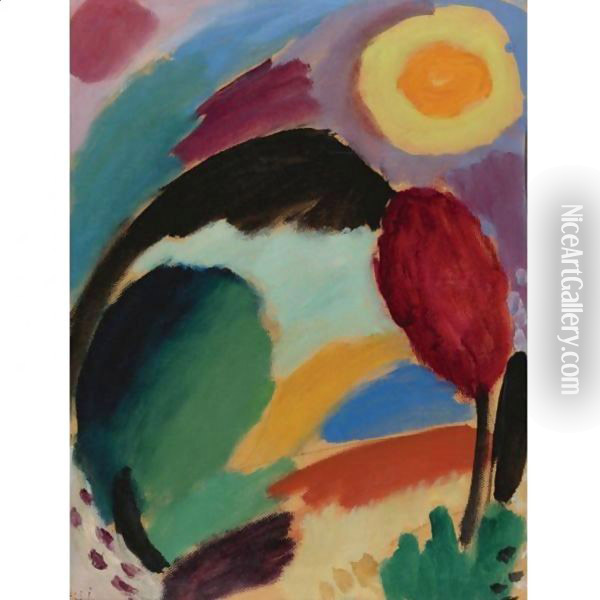 Variation Mit Sonne (Variation With Sun) Oil Painting - Alexei Jawlensky