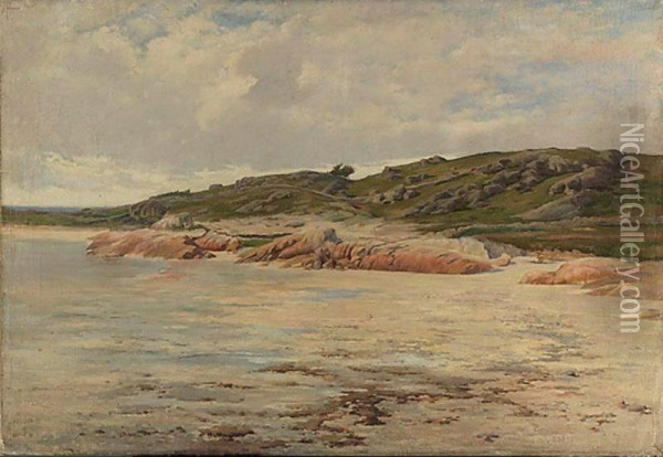 Rocky Beach In Brittany Oil Painting - Edward Wilbur Dean Hamilton