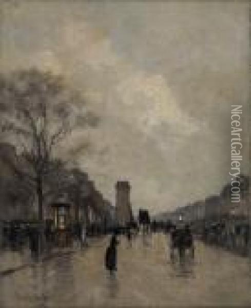 Les Champs-elyses Oil Painting - Luigi Loir