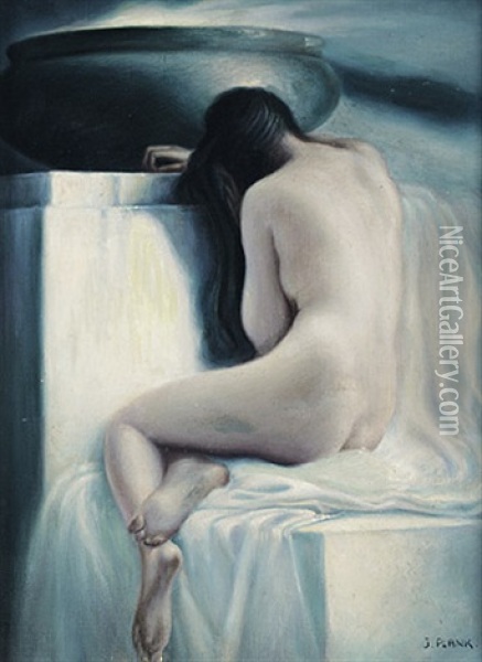 Reizvoller Weiblicher Ruckenakt Oil Painting - Josef Plank