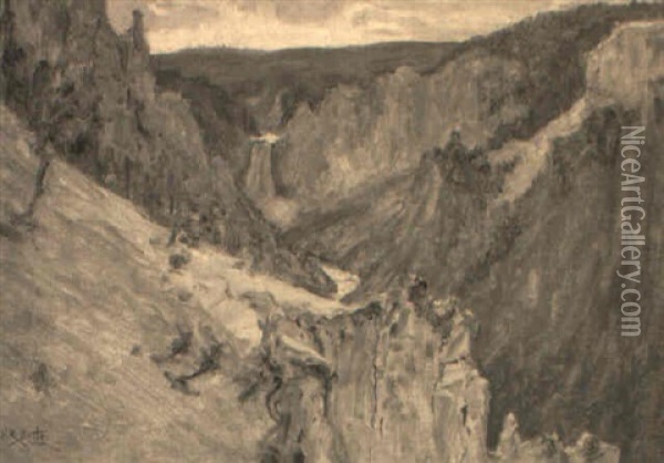 Yellowstone Canyon, Wyoming Oil Painting - Howard Russell Butler
