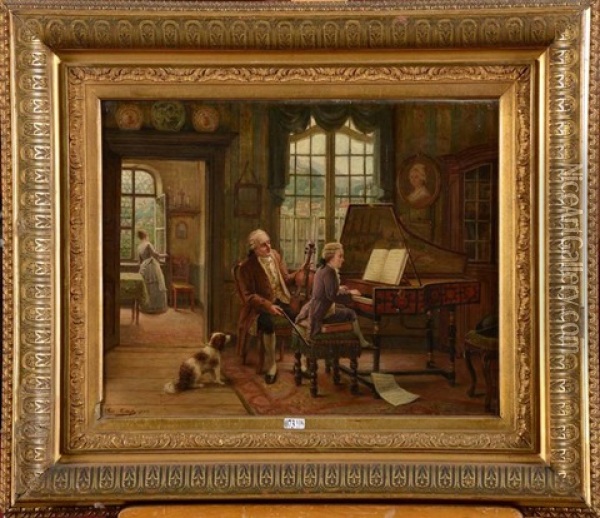 Le Jeune Mozart Au Piano Oil Painting - Constant Aime Marie Cap