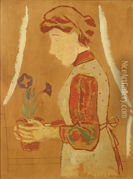 Femme Et Fleurs Oil Painting - Gustave De Smet