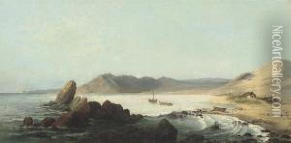 Coming Ashore Near Valparaiso, Chile Oil Painting - Theodor Ohlsen