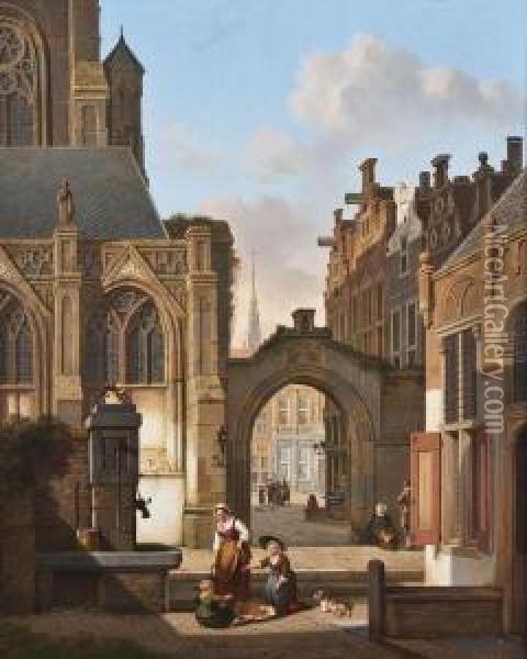 Am Brunnen Vor Der Kathedrale Oil Painting - Jan Hendrik Verheijen