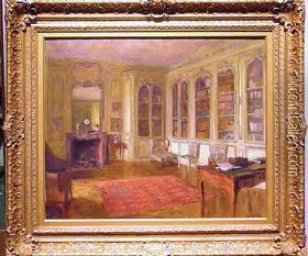 Library Interior Oil Painting - Walter Gay