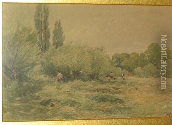 Country Meadow With Labourers Oil Painting - Edmund Morison Wimperis