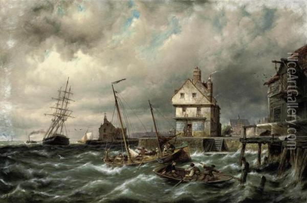 Kampen On The Zuider Zee, Holland Oil Painting - Pieter Christiaan Cornelis Dommersen