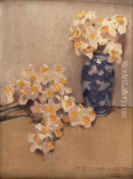 Daffodils Oil Painting - Thomas Corsan Morton
