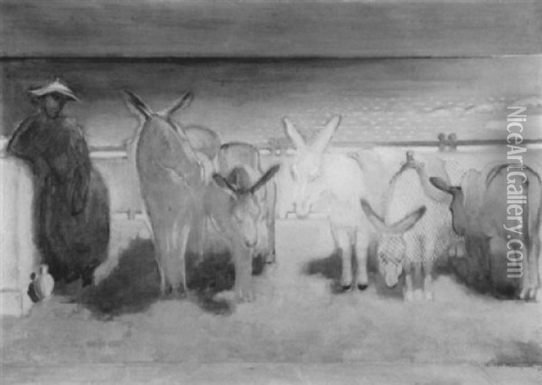 Esel In Mentone Oil Painting - Ludwig ten Hompel