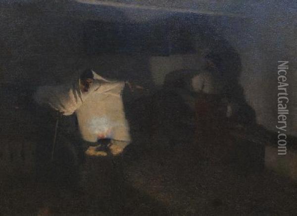 Odczynianie Uroku, Przed 1888 R. Oil Painting - Stanislaw Grocholski