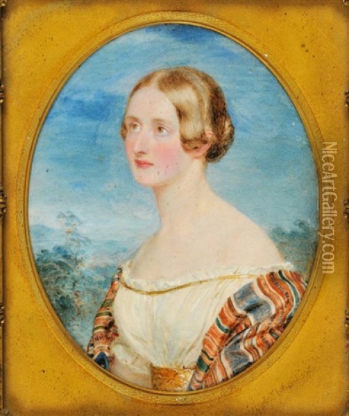 Portrait Miniature Of Mrs Denison Oil Painting - Sir William Charles Ross