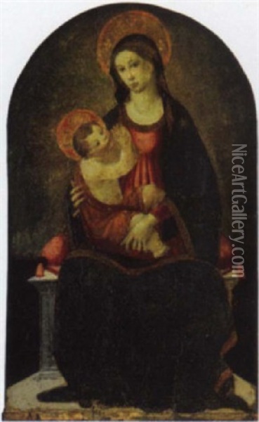 Madonna In Trono Con Bambino Oil Painting -  Master of San Miniato