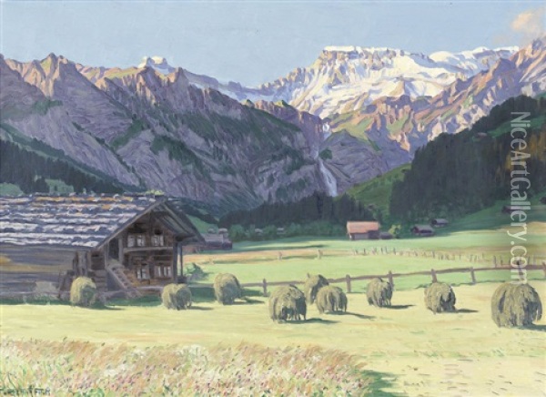 Sommermorgen Bei Adelboden Oil Painting - Waldemar Theophil Fink