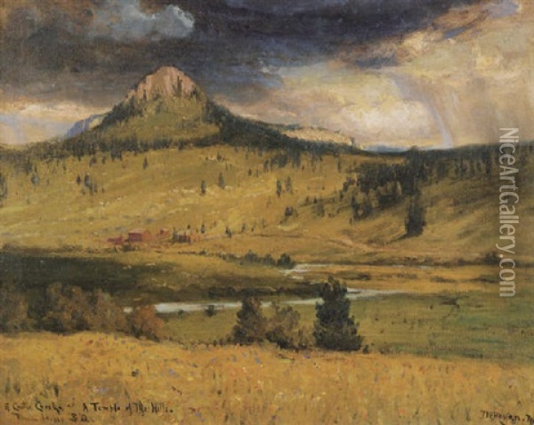 South Castle Creek, A Temple Of The Hills, Black Hills, South Dakota Oil Painting - Franklin B. De Haven