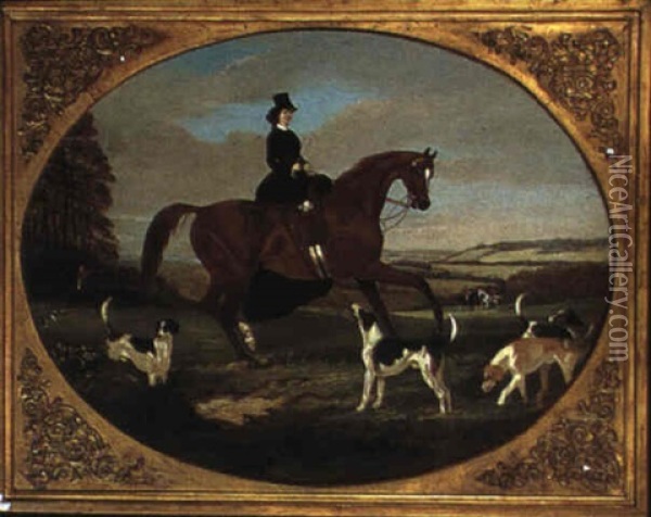 A Lady Out Hunting, Said To Be Empress Of Austria Oil Painting - George Barker
