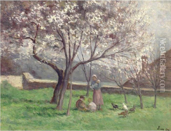 Rolleboise, Jardin Au Printemps Oil Painting - Maximilien Luce