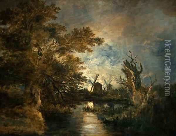 Moonlight on the Yare Oil Painting - John Crome