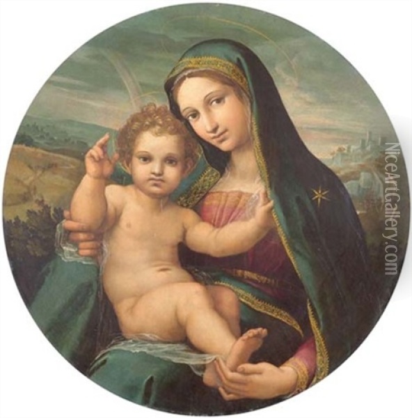 Maria Mit Kind Oil Painting - Giulio (Il Romano) Licinio