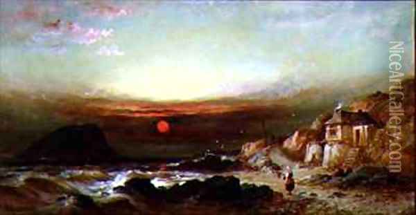 The Mewstone Rock from Wembury Oil Painting - William Gibbons