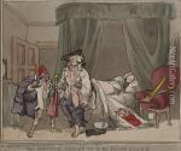 The Doctor Called Up Or The False Alarm Oil Painting - Thomas Rowlandson