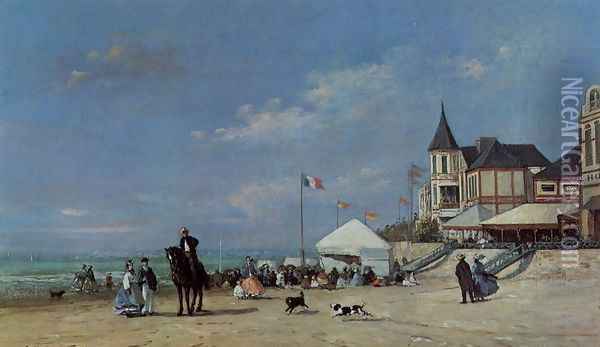 The Trouville Beach Oil Painting - Eugene Boudin