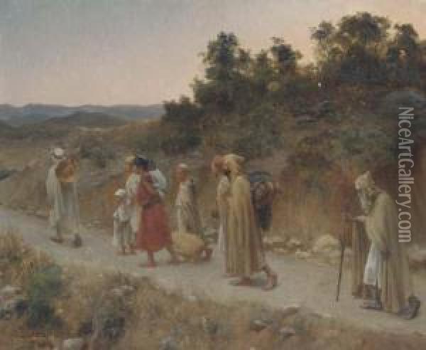Pilgrims At Dusk Oil Painting - Jean Baptiste Paul Lazerges