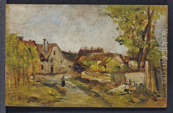 Entree D'un Village Oil Painting - Edouard-Jacques Dufeu