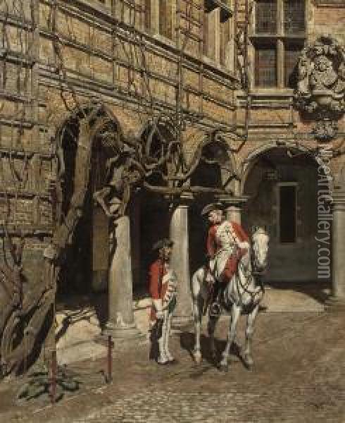 The Courtyard Of The Plantin-moretus House, Antwerp Oil Painting - William Logsdail