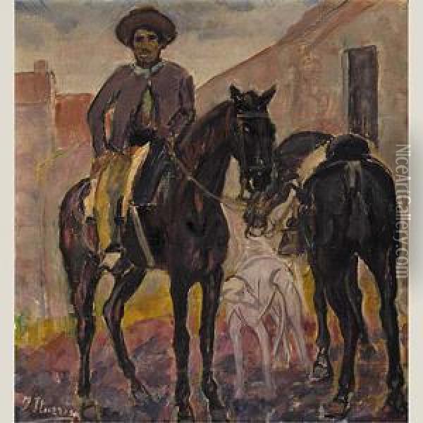 Hombre A Caballo Oil Painting - Francisco Iturrino Gonzalez