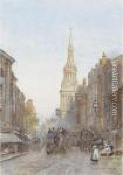 View Of Church Of Mary-le-bow, Cheapside Oil Painting - Herbert Menzies Marshall