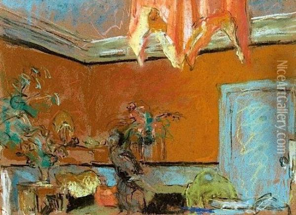 Le Petit Salon Au Clos Cezanne, Circa 1921 - 1925 Oil Painting - Jean-Edouard Vuillard