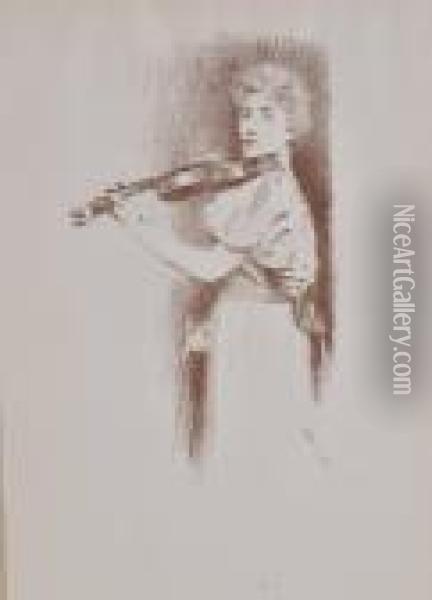 Violinist Oil Painting - Fernand Khnopff