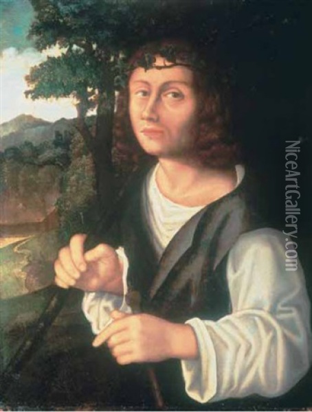 Pastore Davanti A Un Paesaggio Oil Painting - Francesco di Marco India Torbido