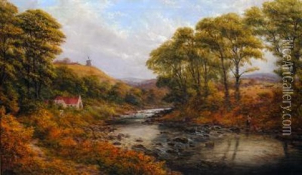 On The Derwent Derbyshire Oil Painting - Stuart Henry Bell