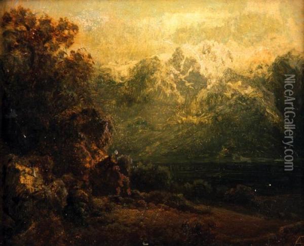 Horska Krajina Oil Painting - August Bedrich Piepenhagen