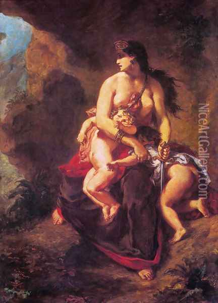 The Medea's fury Oil Painting - Eugene Delacroix