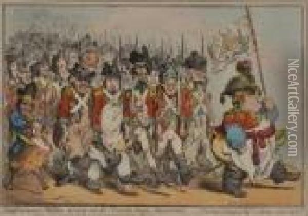'supplementary Militia Turning Out For Twenty Daysamusement' Oil Painting - James Gillray