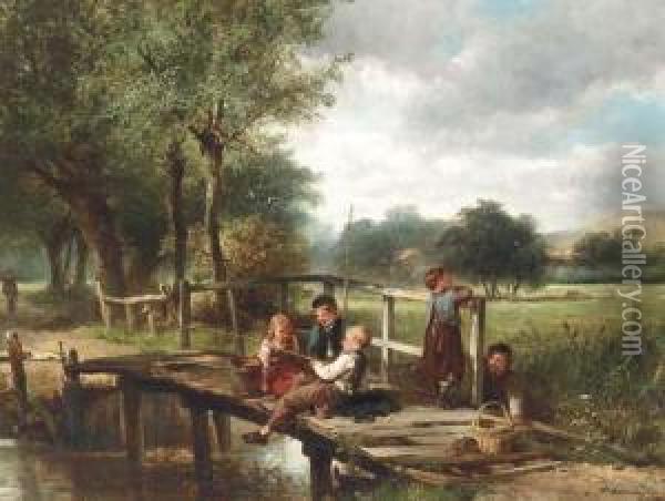 An Afternoon Fishing Oil Painting - Valentin Walter Bromley