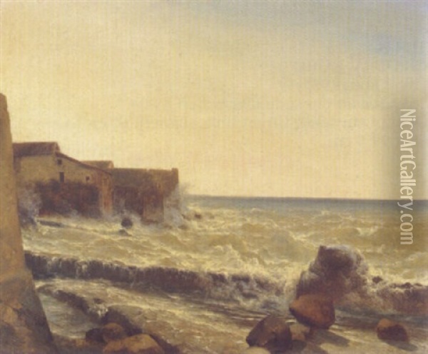 An Der Meereskuste Oil Painting - Alexandre Calame