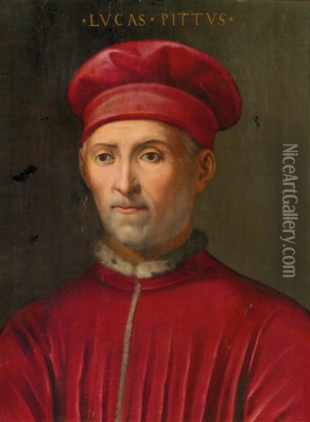 Bildnis Des Florentiner Gonfaloniere Luca Pitti (1395-1473) Oil Painting - Cristofano di Papi dell' Altissimo