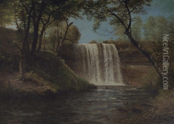 Waterfall, Ninnehaha Falls, Minnesota Oil Painting - Albert Bierstadt