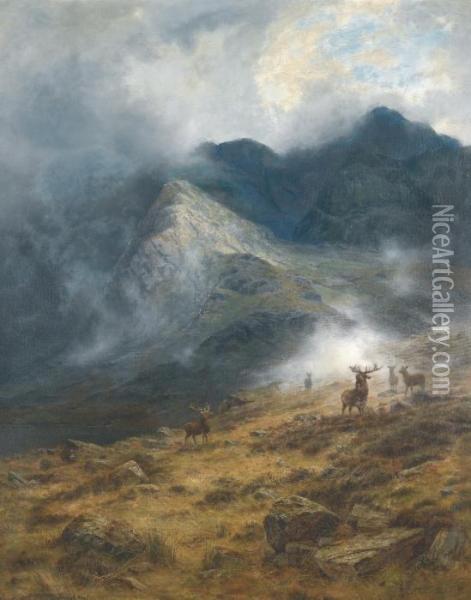 After The Shower - A Highland Brae Oil Painting - Louis Bosworth Hurt