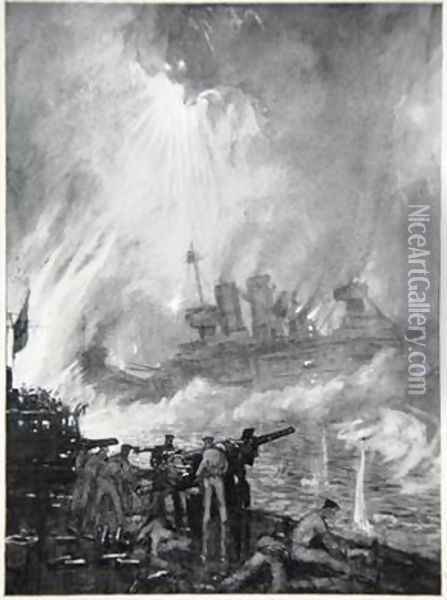 Fight the Last Gun the Gallant end of HMS Tiperrary at Jutland Oil Painting - Donald Maxwell