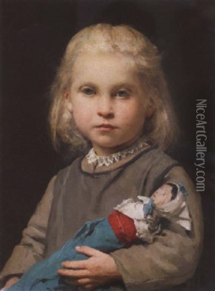 Madchen Mit Puppe Oil Painting - Albert Anker