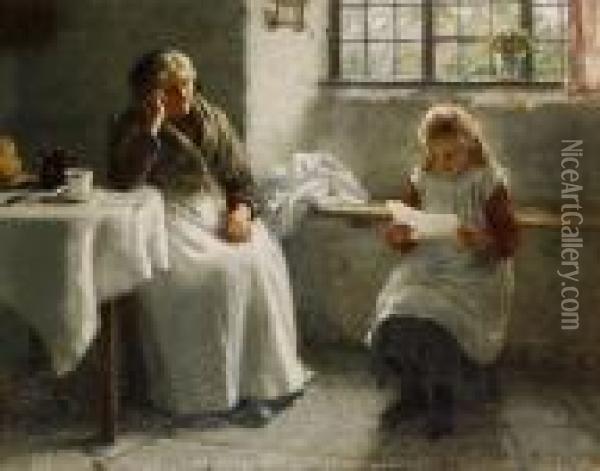 The Letter Oil Painting - Edwin Harris