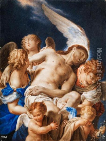 Engel Tragen Den Vom Kreuz Abgenommenenleichnam Christi Oil Painting - Francesco Trevisani