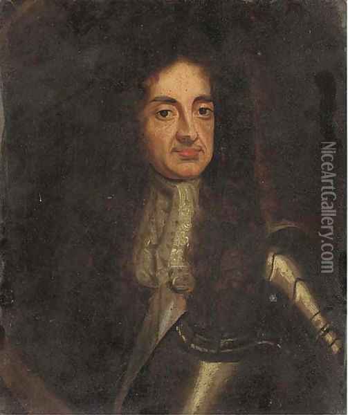 Portrait of Charles II, half-length, in armour Oil Painting - Davis, Theodore Russell