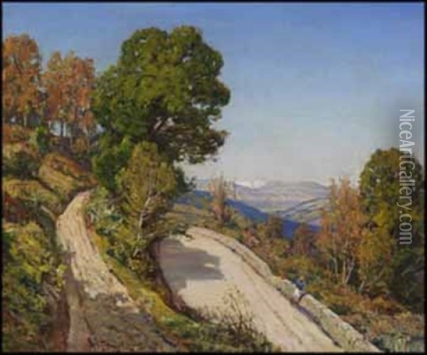 The Road Above The Valley Oil Painting - Sir Herbert Edwin Pelham Hughes-Stanton